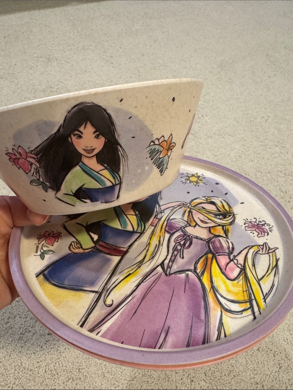 Disney Princess bowl and plates
